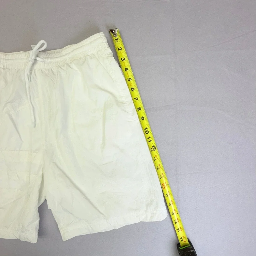 Adidas Swim Shorts Mens Medium White Asymmetric 3 Stripe FN0001